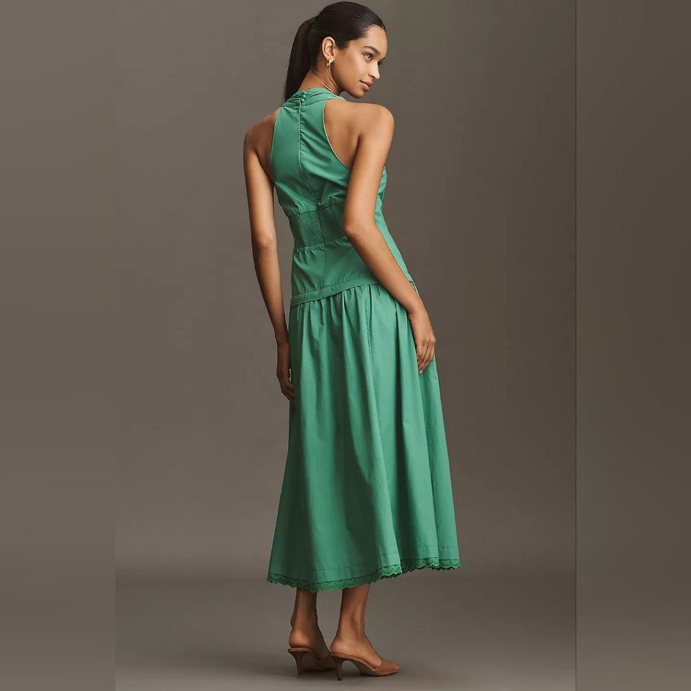 Anthropologie Green Halter Midi Dress - Picture 2 of 8